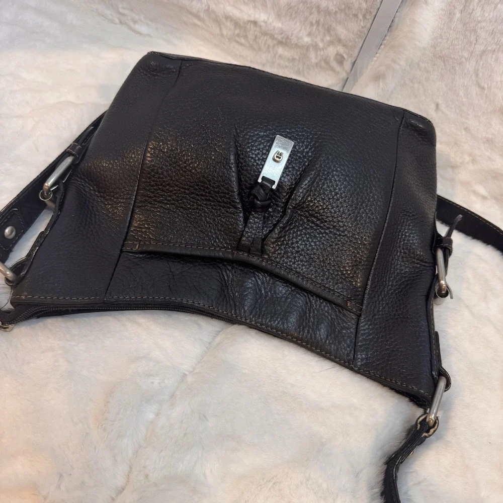 Etienne Aigner Pebbled Leather Classic  Crossbody Bag Silver Colored Hardware